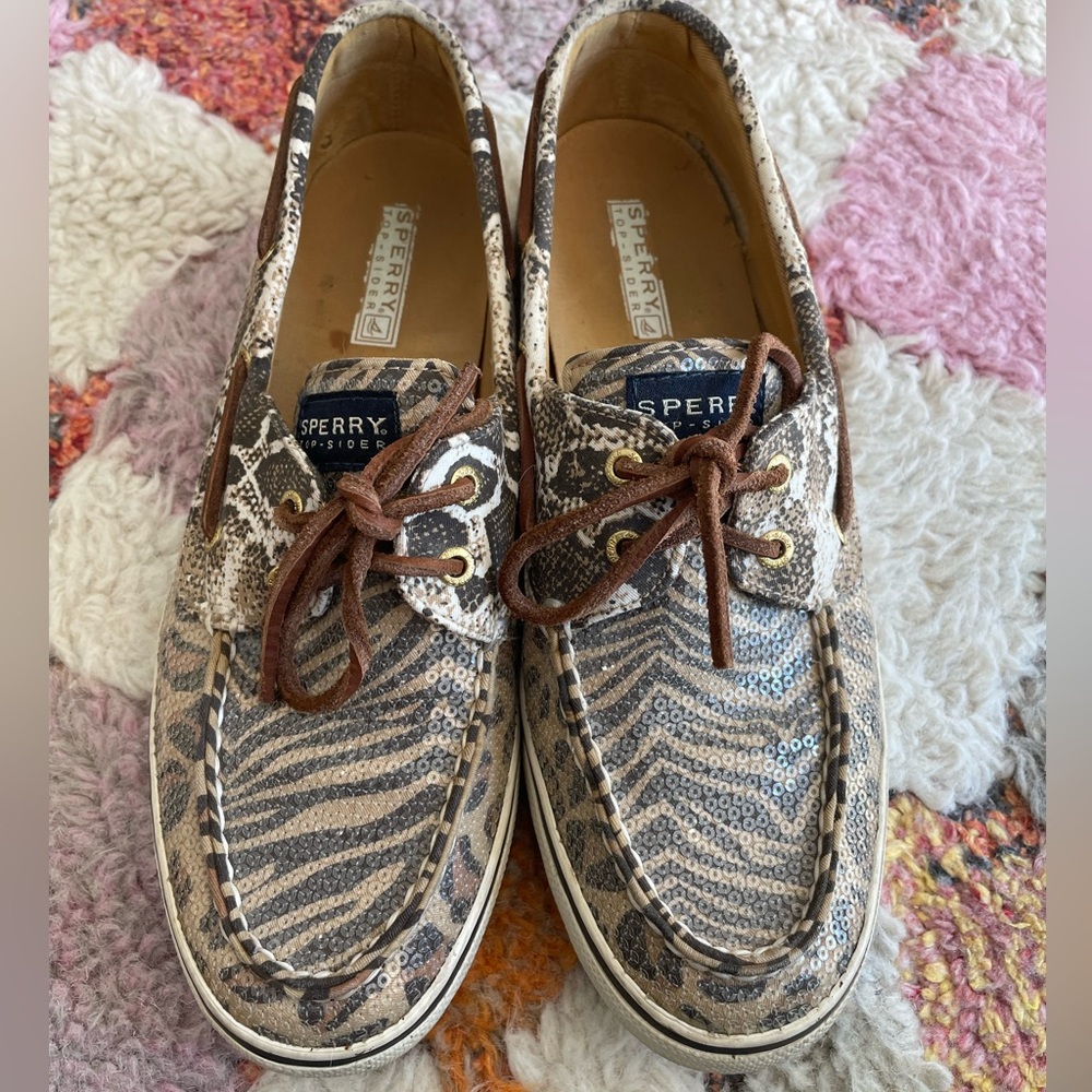 Mixed animal print sequin Sherry Topsiders